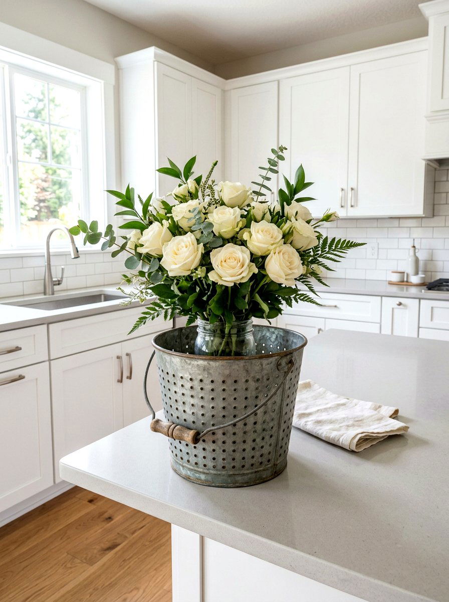 Galvanized Olive Bucket For Flowers - 25 Spring Flower Bucket Ideas