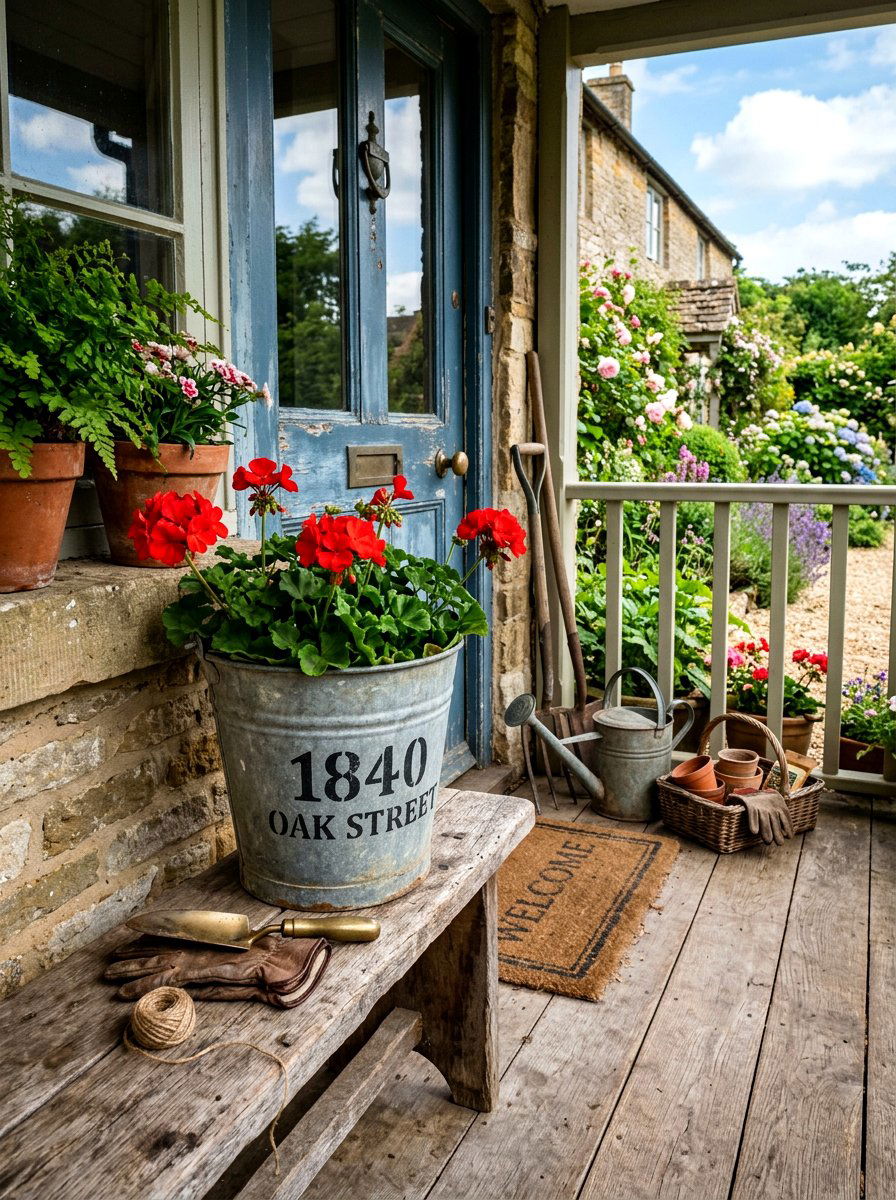 Galvanized Steel Bucket Address Planter - 25 Spring Address Planter Ideas