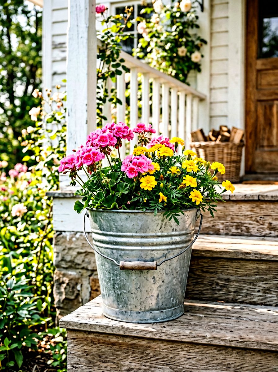 Galvanized Steel Bucket Planter - 25 Spring Outdoor Planter Ideas