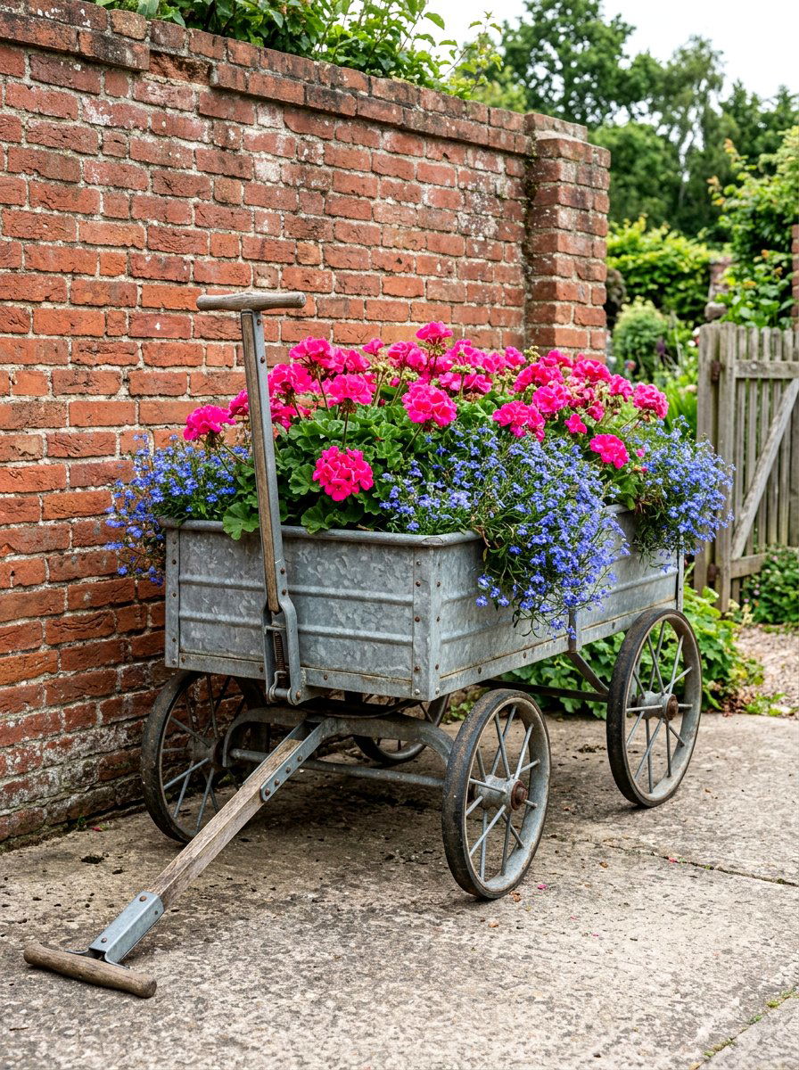 Galvanized Steel Wagon Display - 25 Spring Wagon Decor Ideas