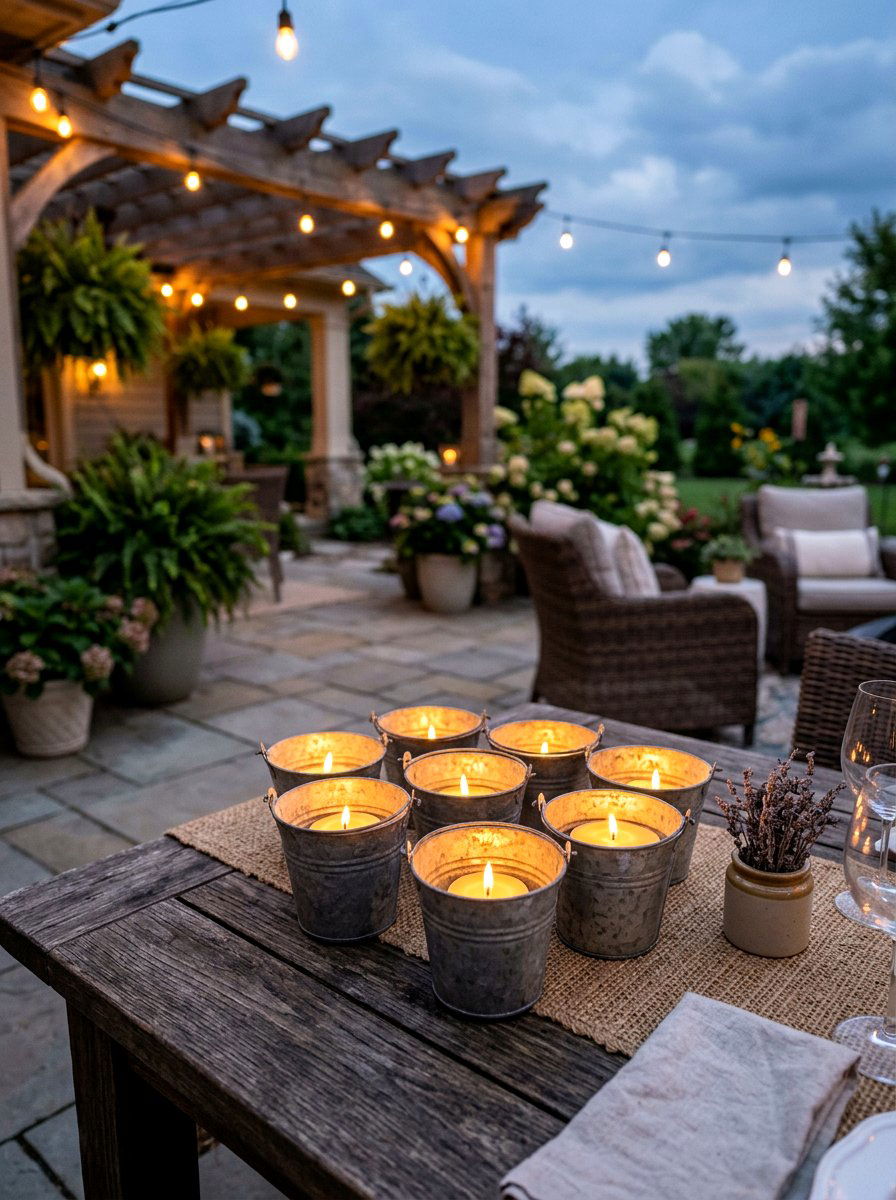 Galvanized bucket candle holder - 25 Spring Galvanized Decor Ideas