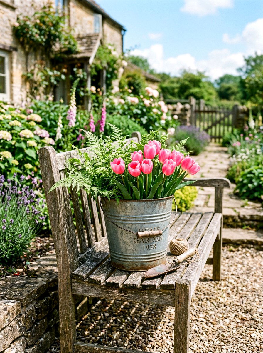 Galvanized bucket planter - 25 Spring Planter Ideas