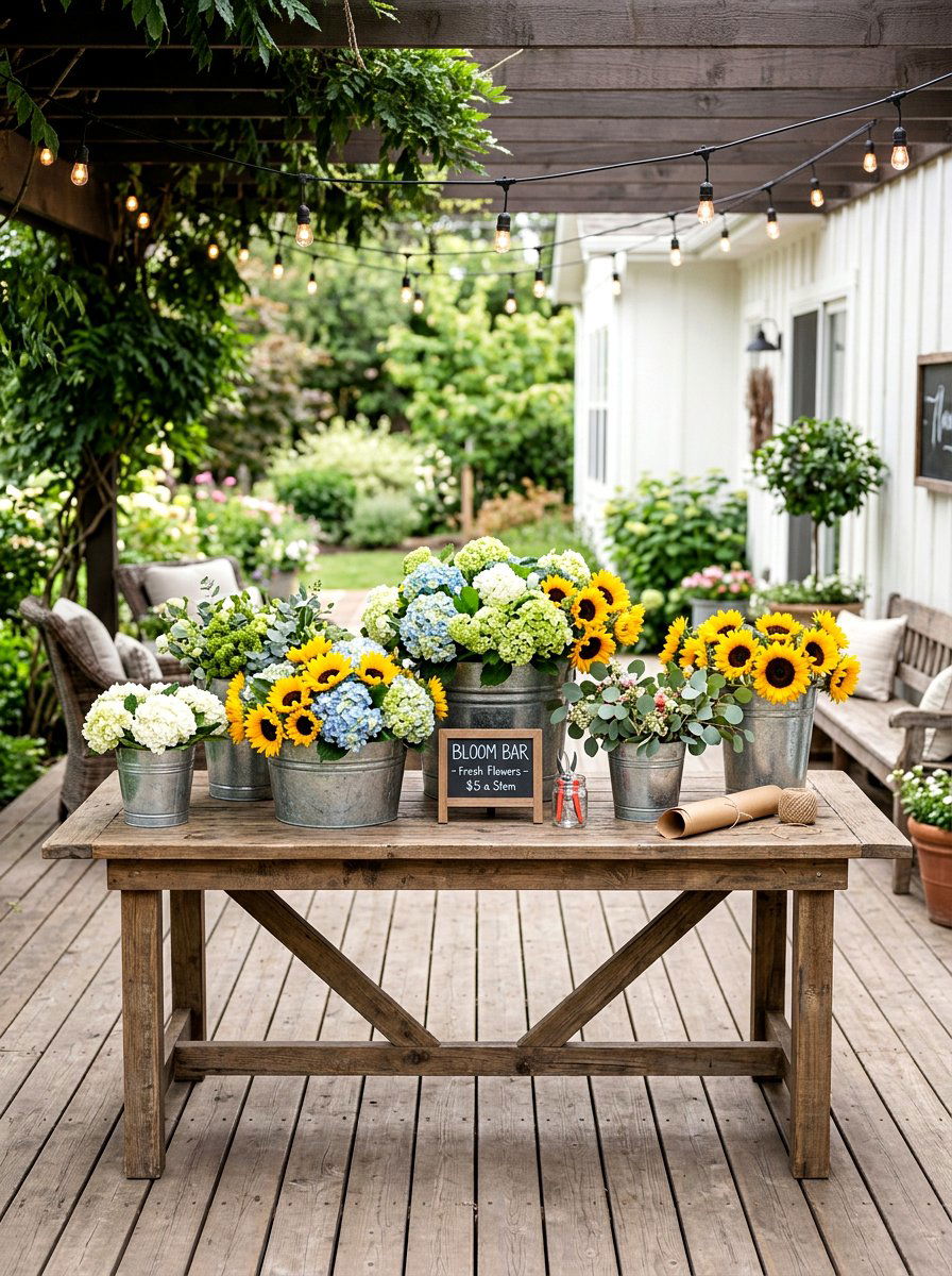 Galvanized bucket station - 25 Spring Bloom Bar Ideas