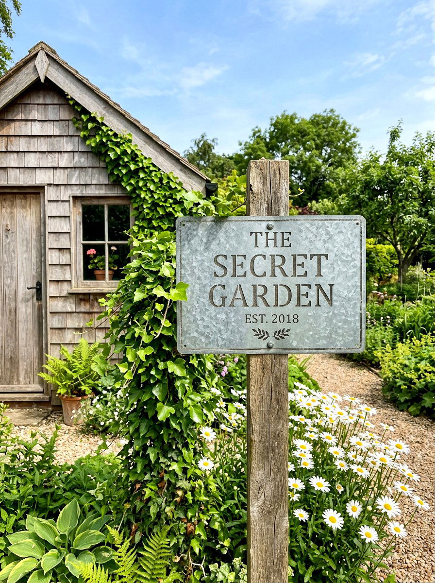 Galvanized metal garden sign - 25 Spring Garden Sign Ideas