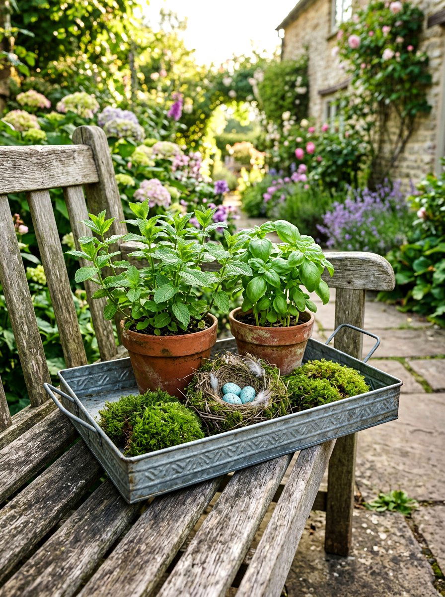 Galvanized metal tray - 25 Spring Vintage Tray Decor Ideas
