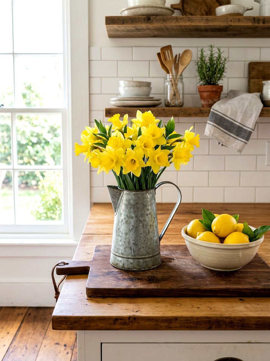 Galvanized pitcher kitchen centerpiece - 25 Spring Galvanized Decor Ideas