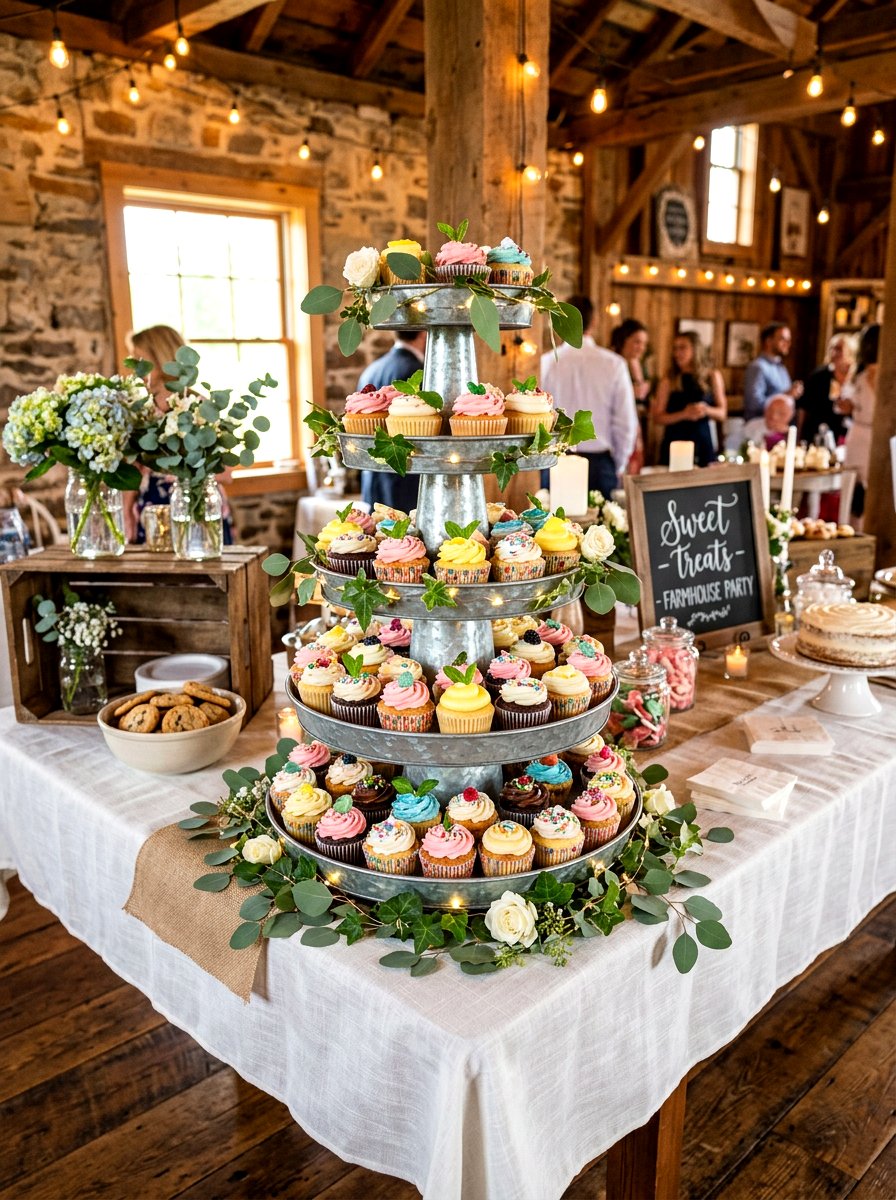 Galvanized tiered cupcake stand - 25 Spring Galvanized Decor Ideas