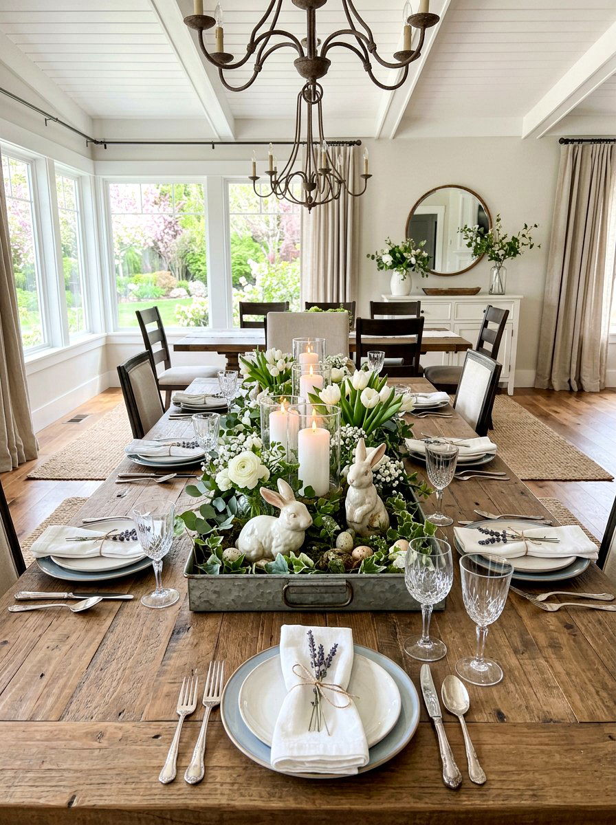 Galvanized tray table setting - 25 Spring Galvanized Decor Ideas