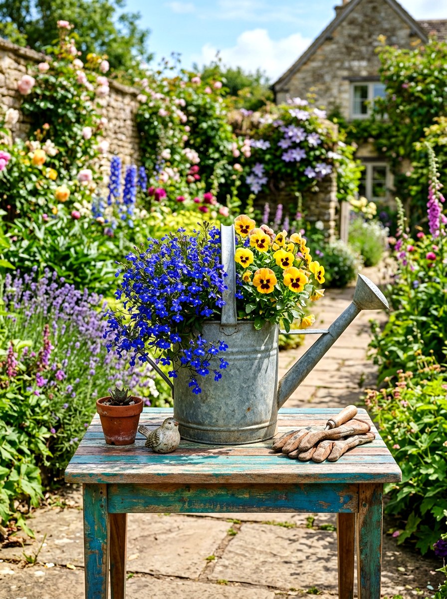 Galvanized watering can planters - 25 Spring Metal Planter Ideas