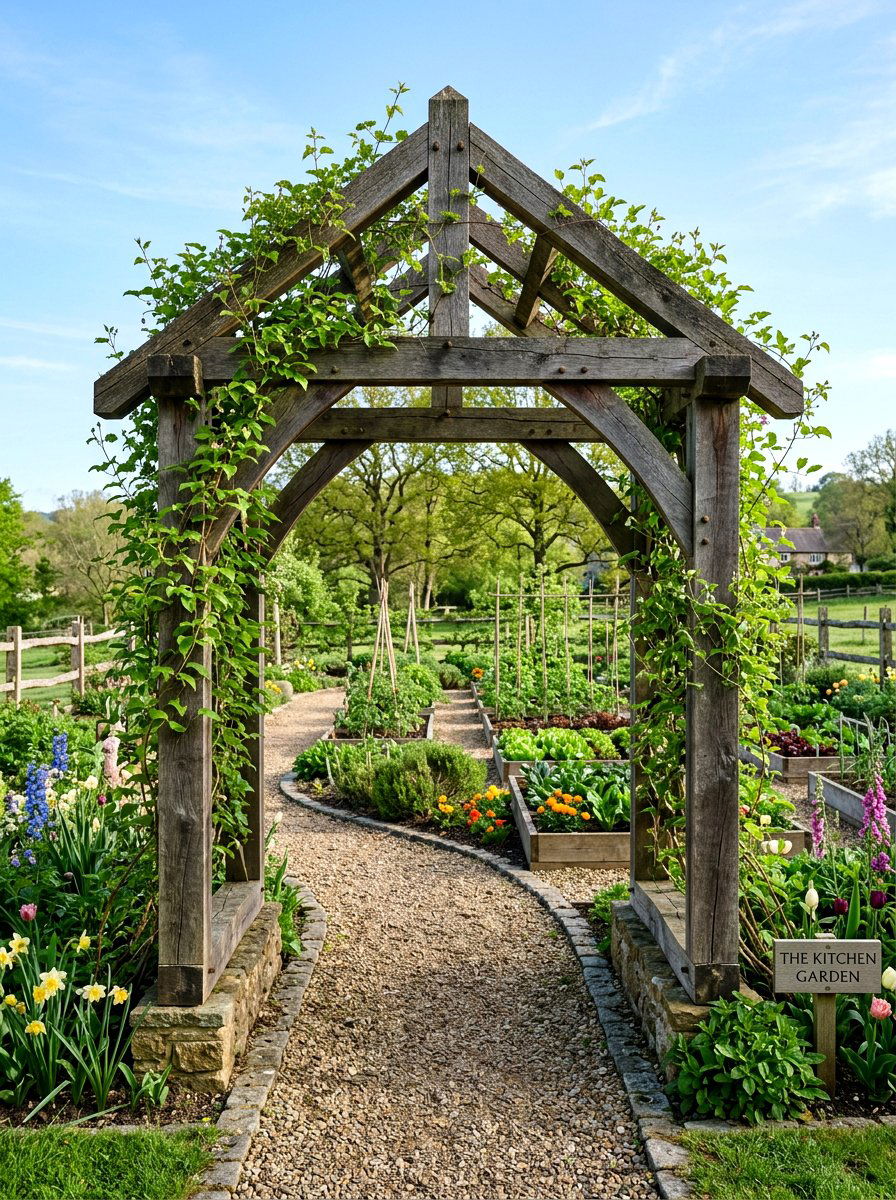Garden Arbor - 25 Spring Wooden Garden Decor Ideas