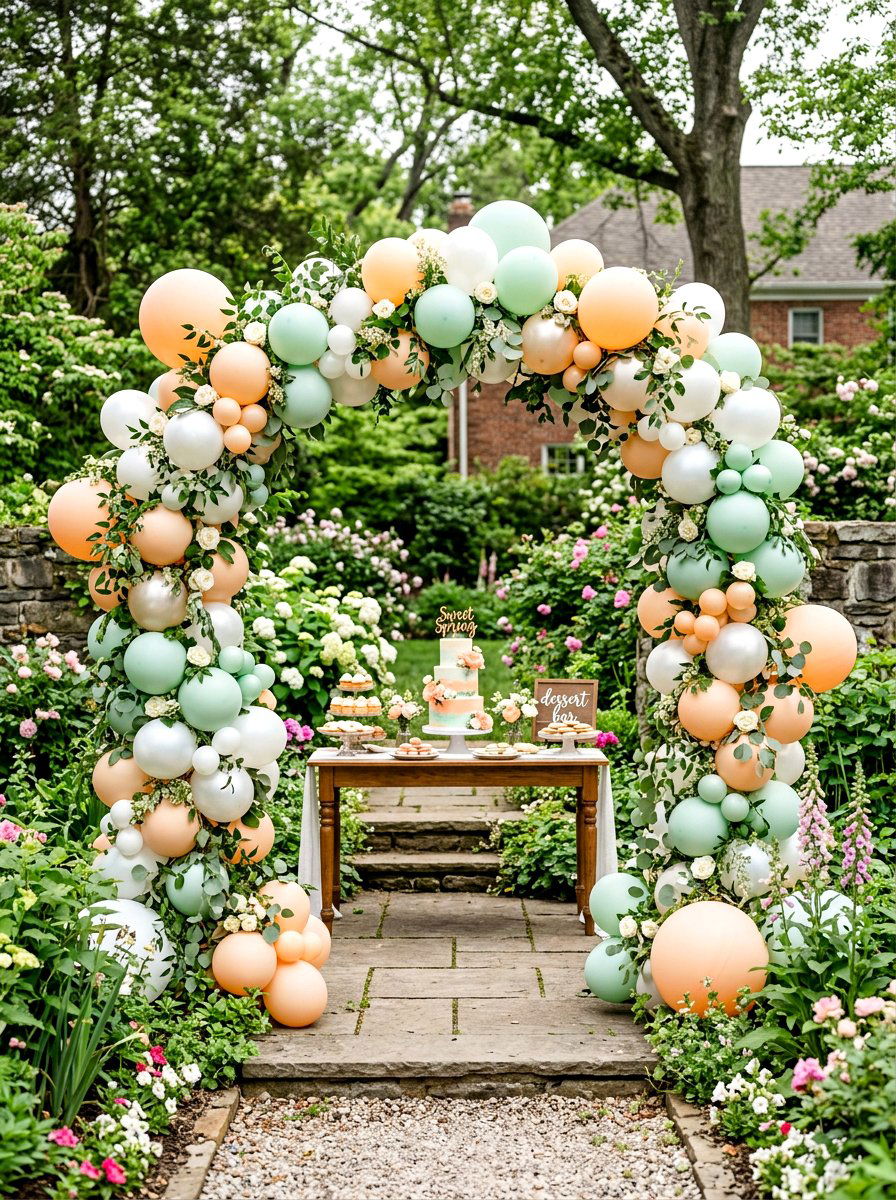 Garden Balloon Arch - 25 Spring Party Decor Ideas