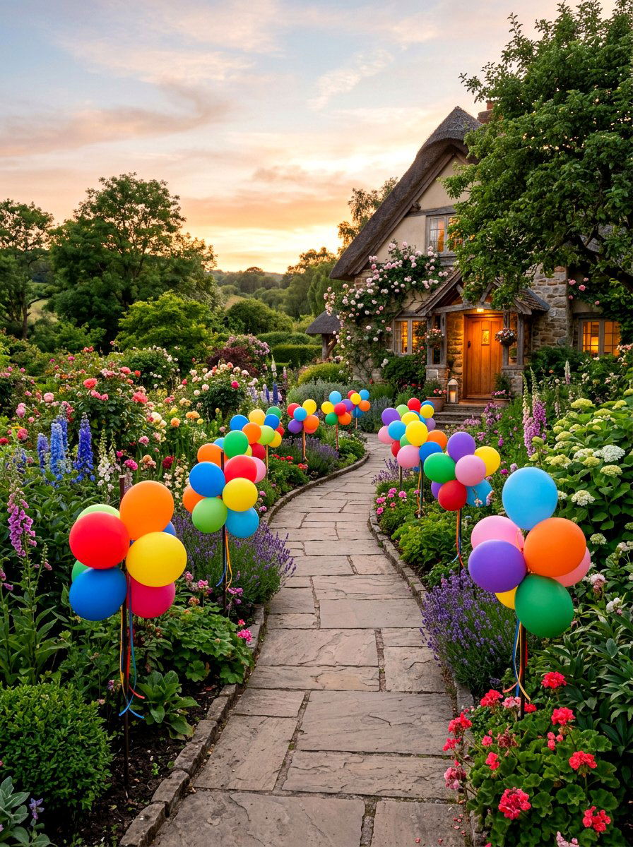Garden Balloon Path - 25 Spring Balloon Decor Ideas