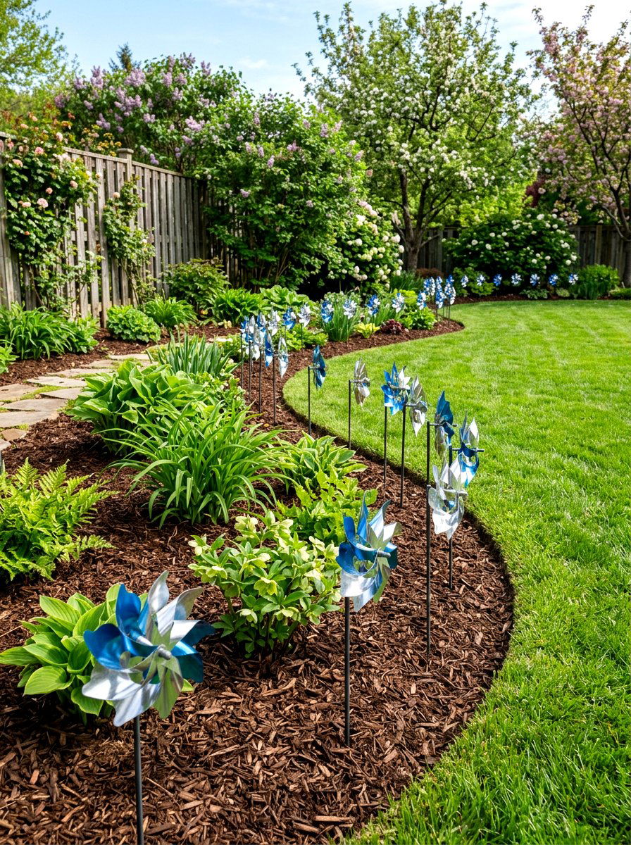 Garden Bed Pinwheel Border - 25 Spring Pinwheel Decor Ideas