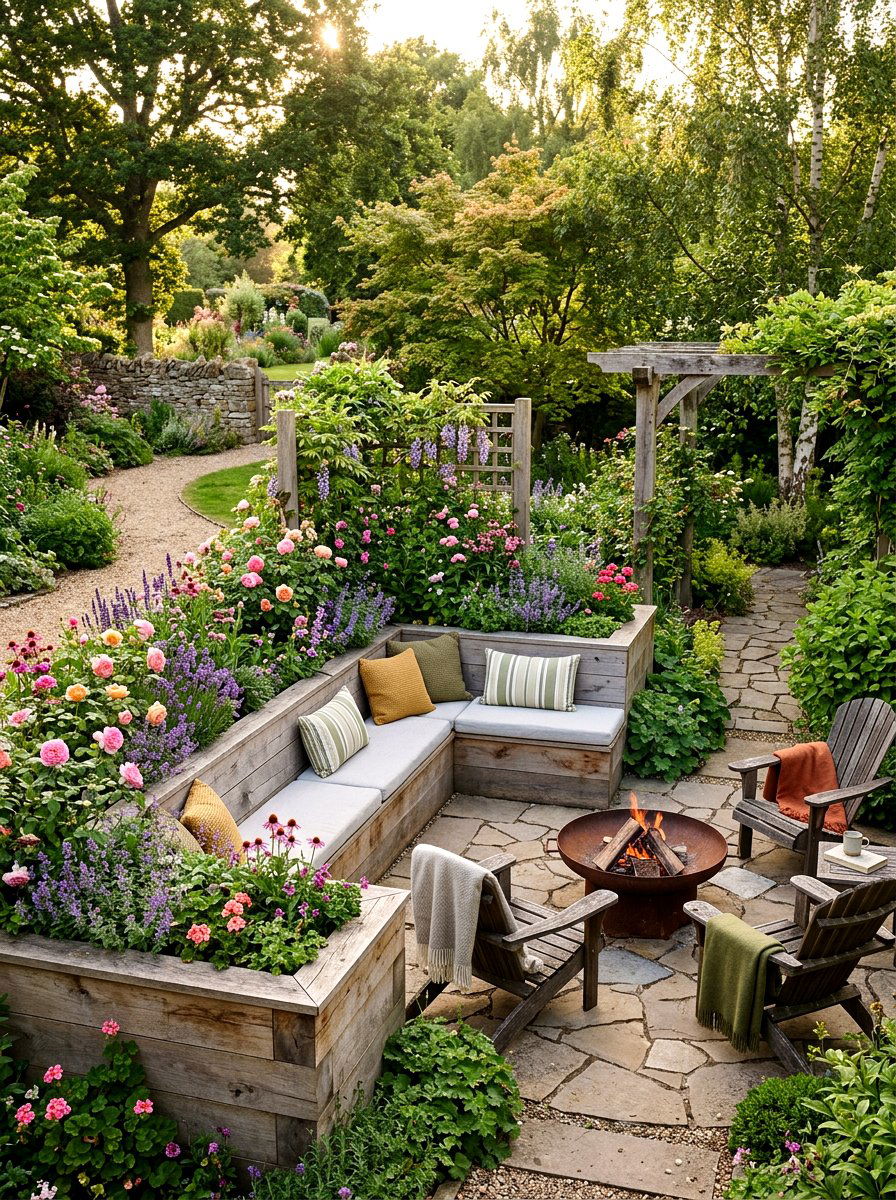 Garden Bed With Bench Seating - 25 Spring Raised Bed Decor Ideas