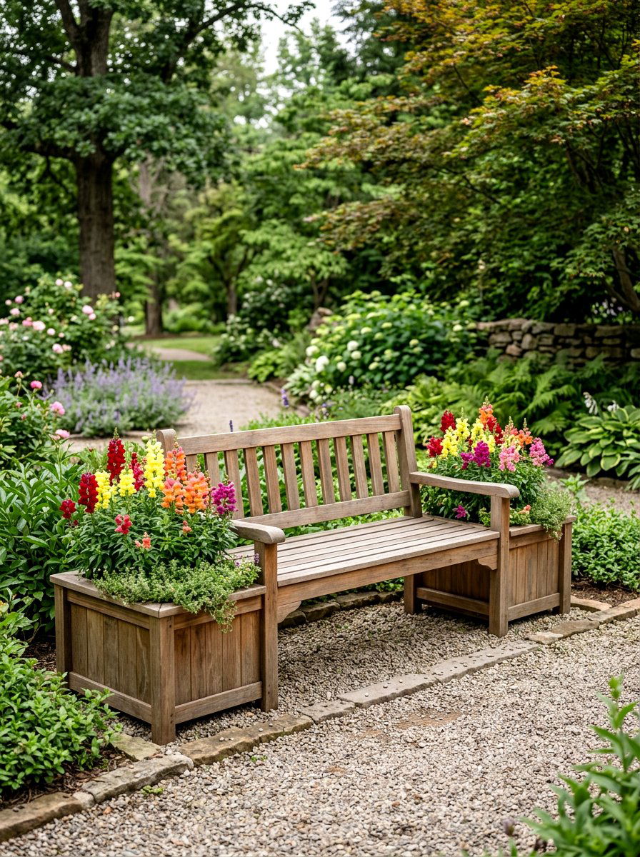 Garden Bench Planter - 25 Spring Wooden Planter Ideas