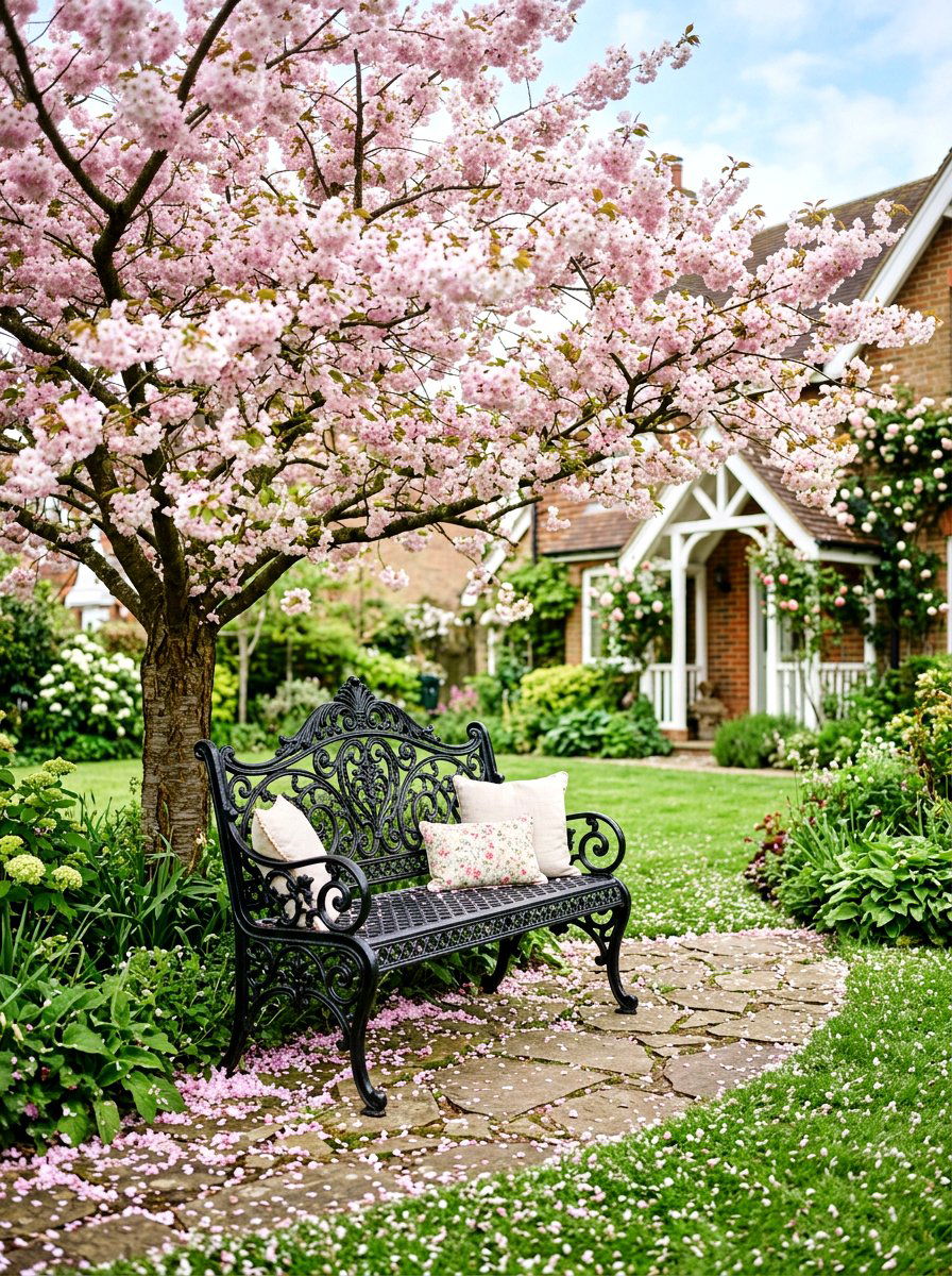 Garden Bench Seat - 25 Front Yard Spring Decor Ideas