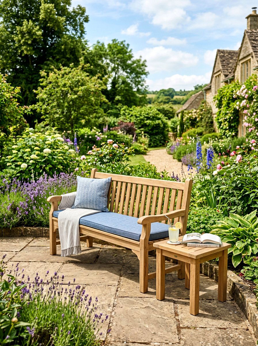 Garden Bench Side Table - 25 Spring Garden Bench Decor Ideas