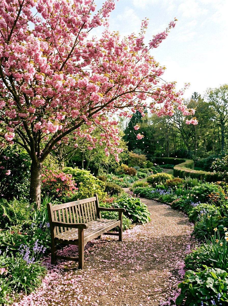Garden Bench Under Tree - 25 Spring Garden Bench Decor Ideas
