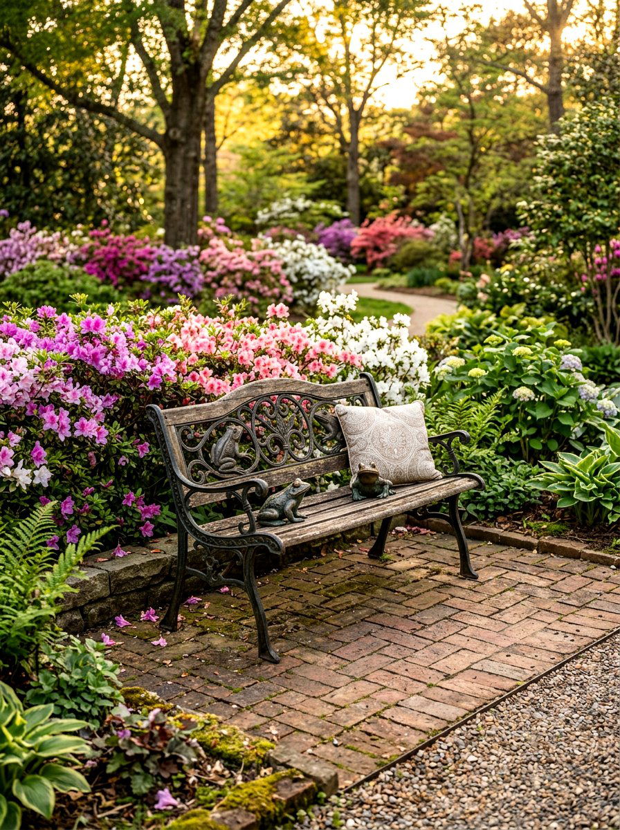 Garden Bench with Frogs - 25 Spring Frog Garden Decor Ideas