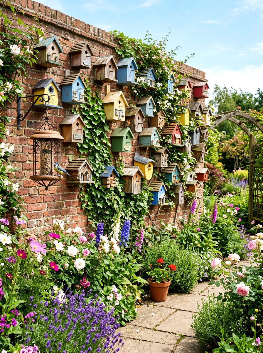 Garden Birdhouse Wall - 25 Spring Outdoor Wall Decor Ideas