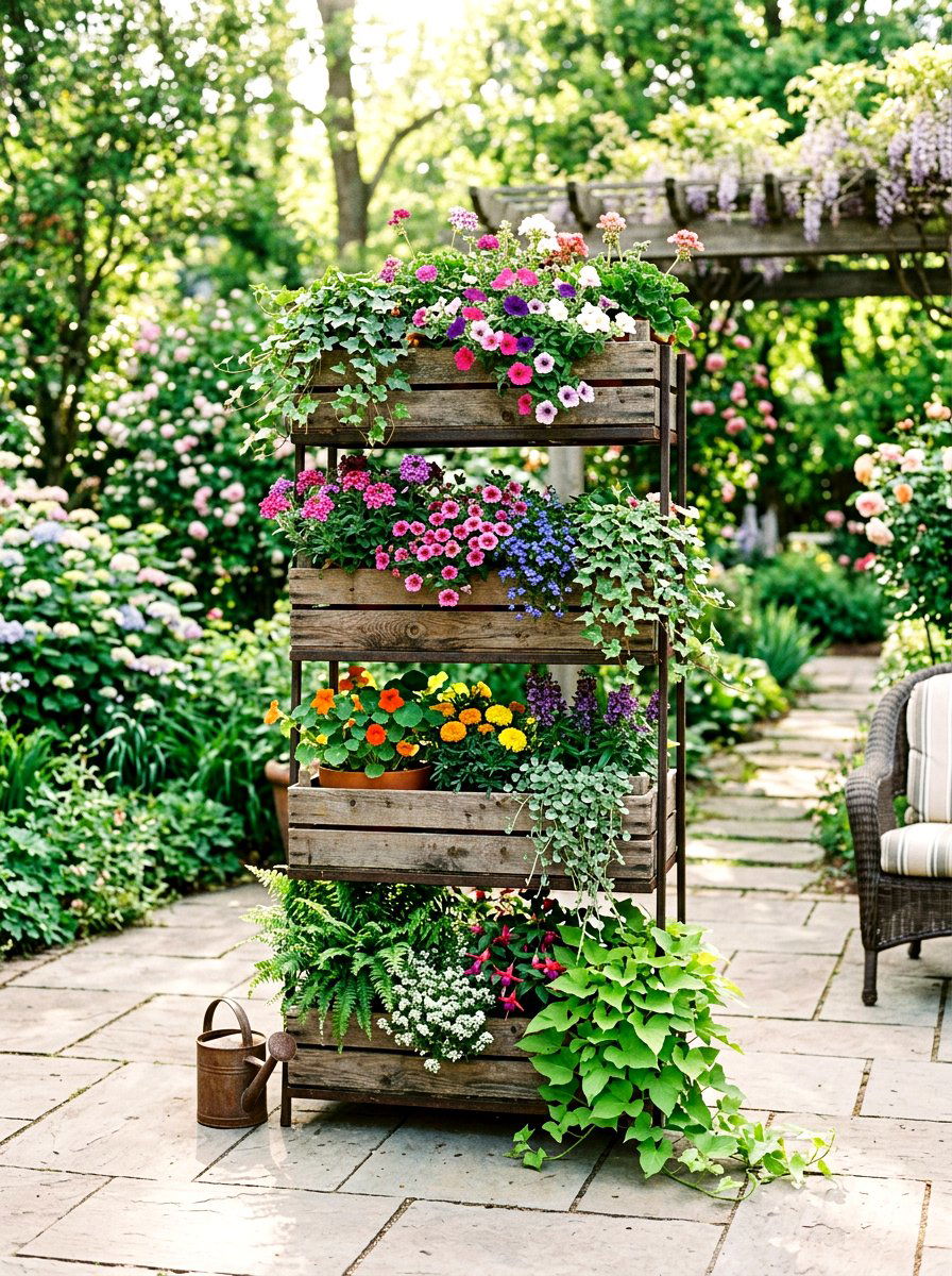 Garden Crate Plant Stand - 25 Spring Vintage Crate Decor Ideas