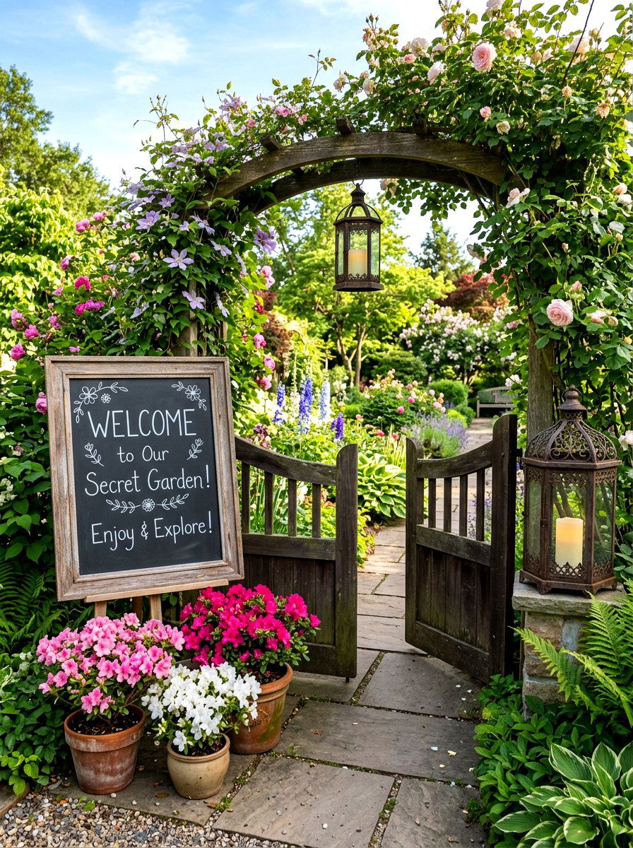 Garden Entrance Greeting - 25 Spring Outdoor Party Decor Ideas
