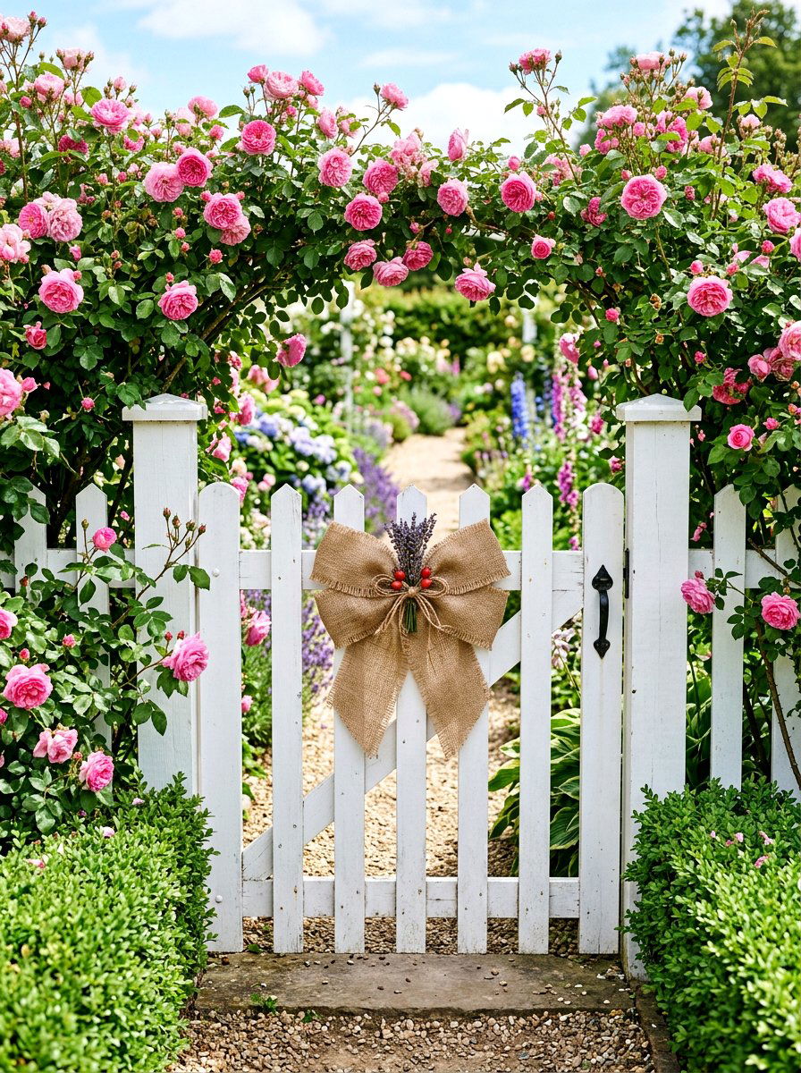 Garden Gate Bow - 25 Spring Bow Decor Ideas
