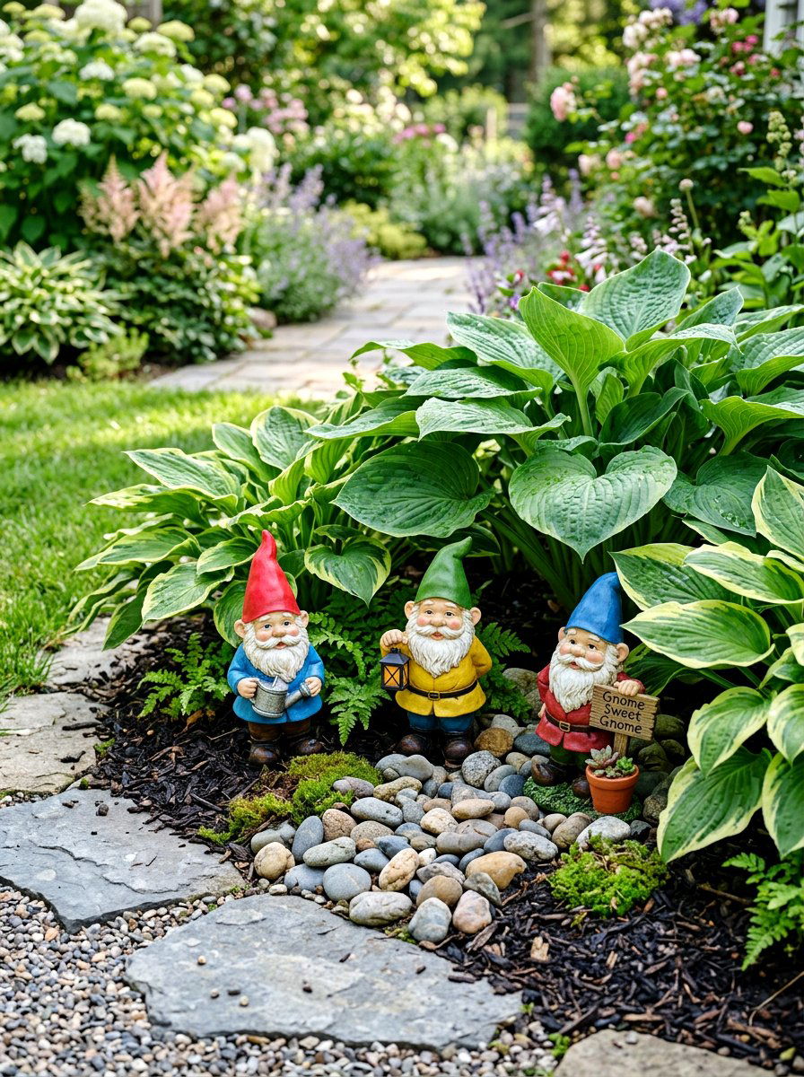 Garden Gnome Display - 25 Spring Yard Decor Ideas