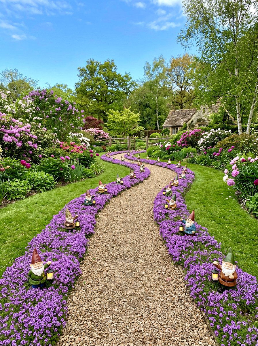 Garden Gnome Pathway - 25 Spring Garden Gnome Decor Ideas