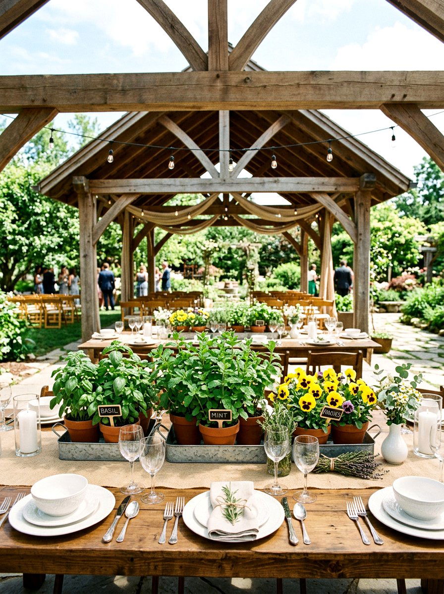 Garden Herb Centerpiece - 25 Spring Wedding Centerpiece Ideas