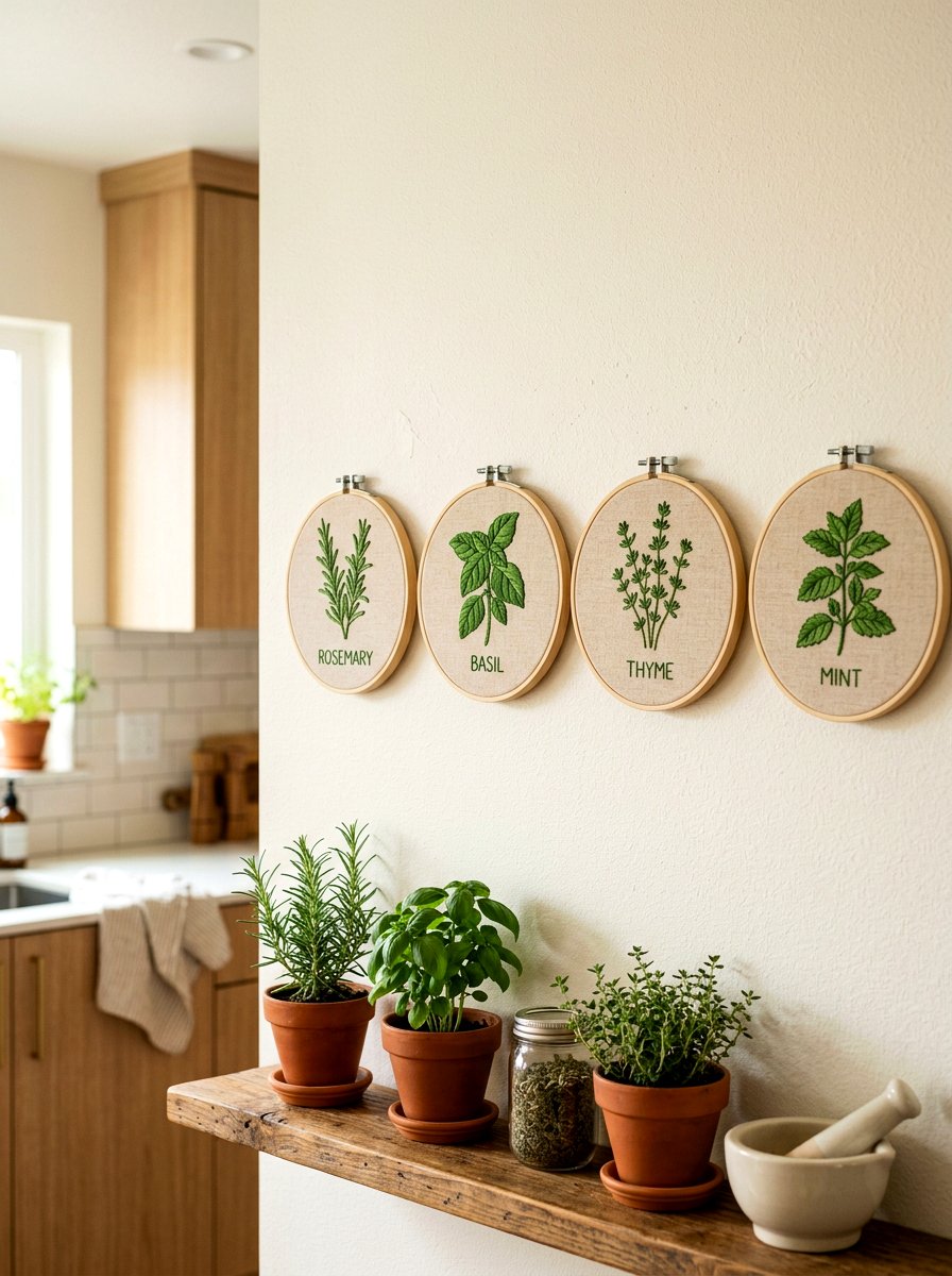 Garden Herb Embroidery - 25 Spring Embroidery Hoop Decor Ideas