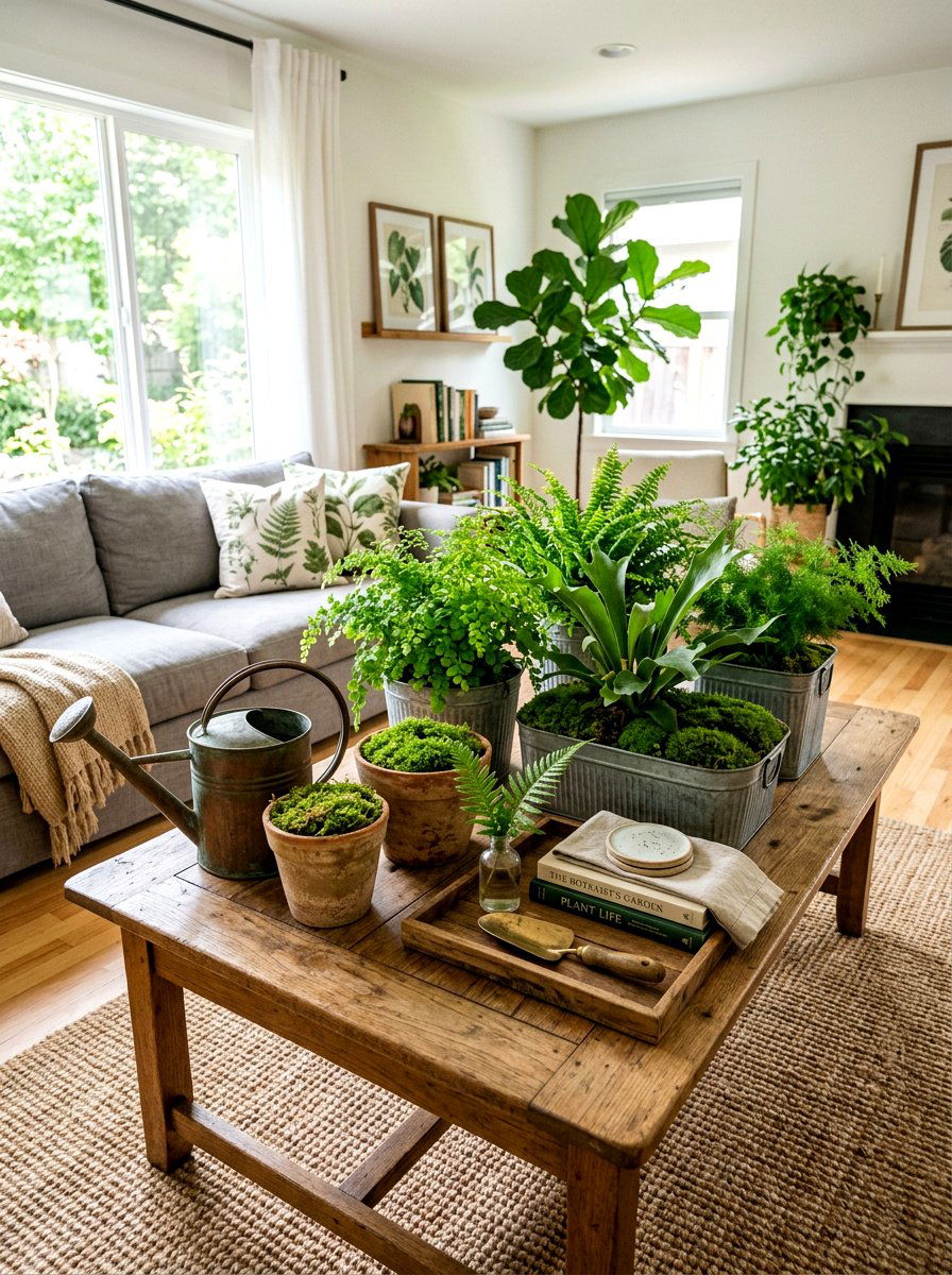 Garden Inspired Sofa Table - 25 Spring Sofa Table Decor Ideas