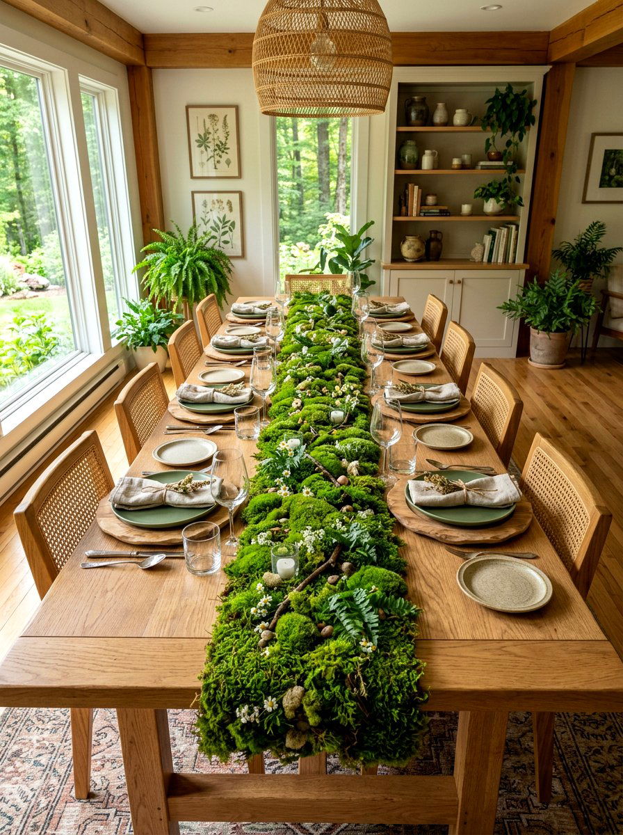 Garden Moss Runner - 25 Spring Seasonal Table Ideas