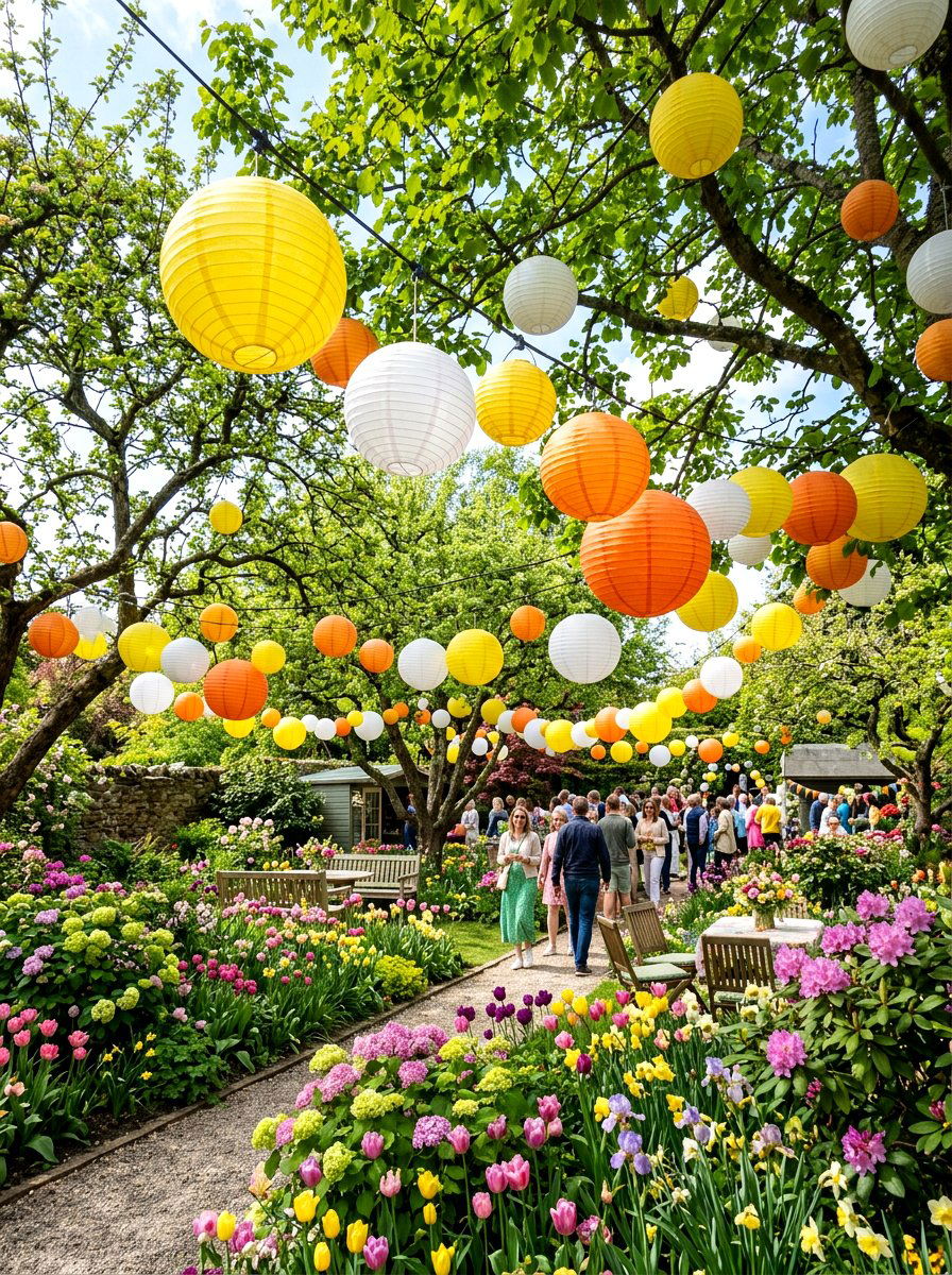 Garden Paper Lanterns - 25 Spring Garden Party Decor Ideas