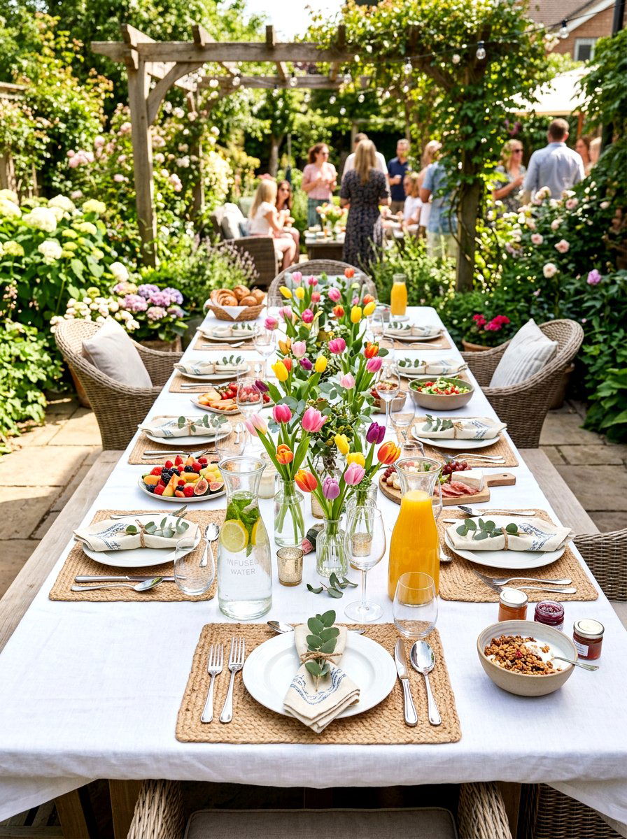 Garden Party Brunch Table - 25 Spring Mimosa Bar Decor Ideas