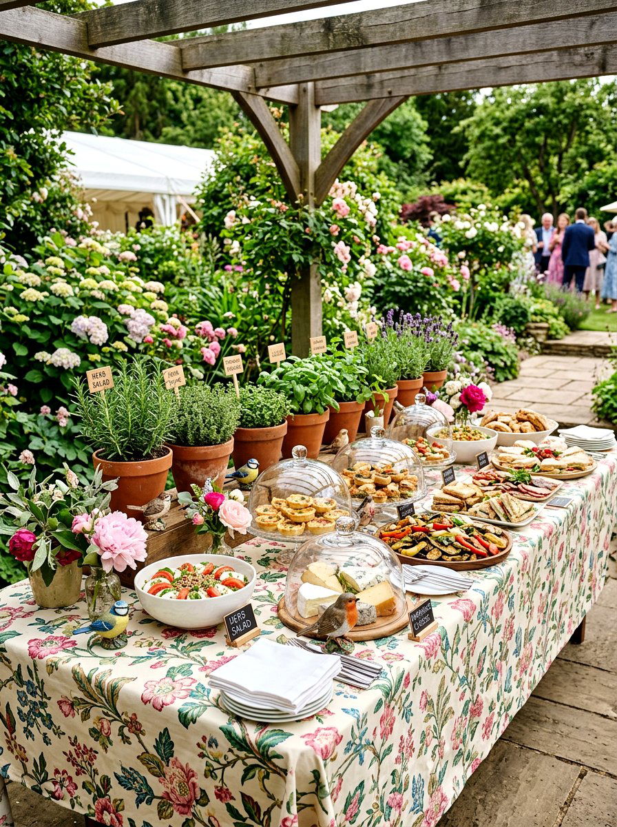 Garden Party Buffet - 25 Spring Buffet Decor Ideas
