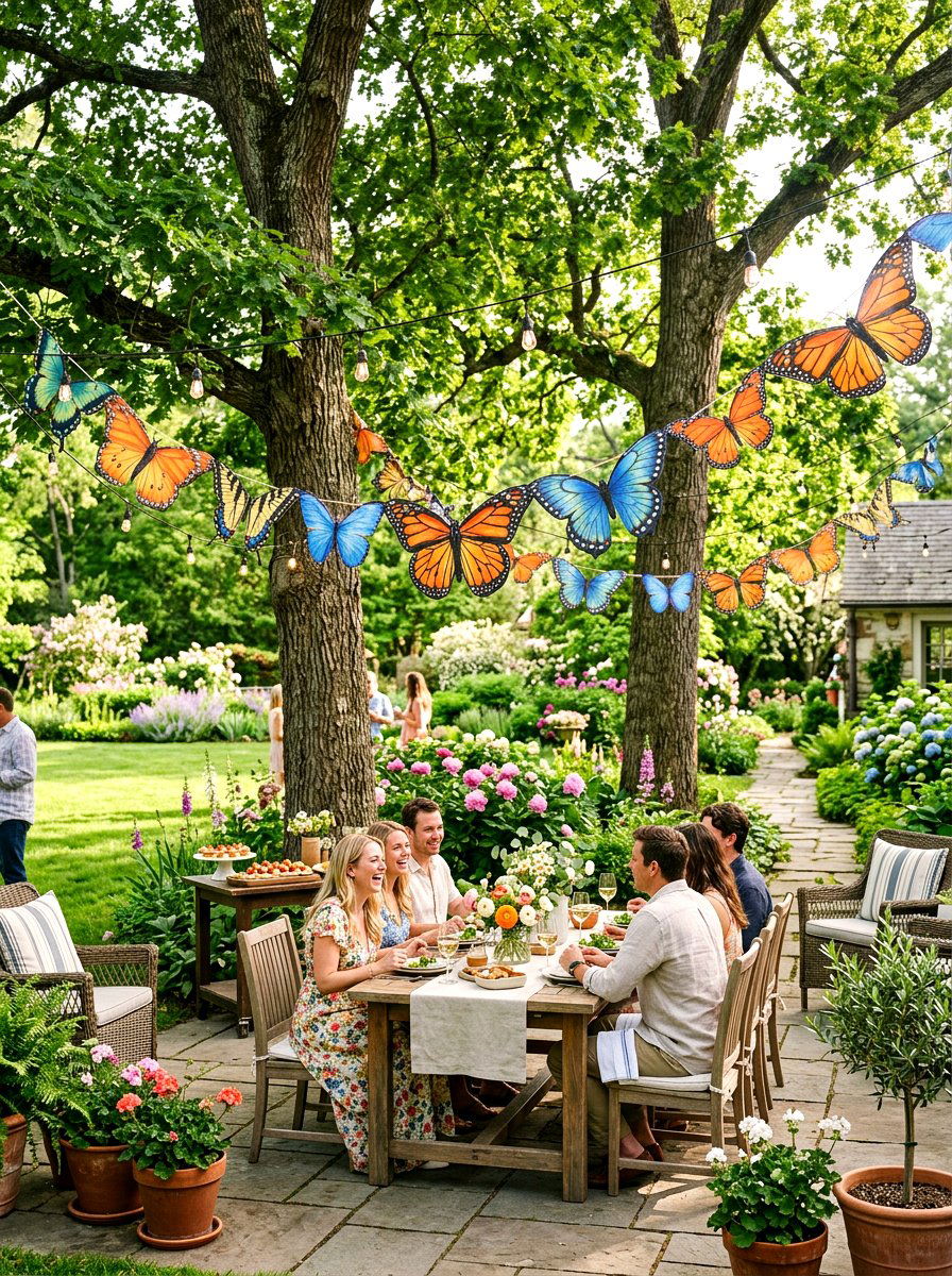 Garden Party Butterfly Garland - 25 Spring Butterfly Garland Ideas