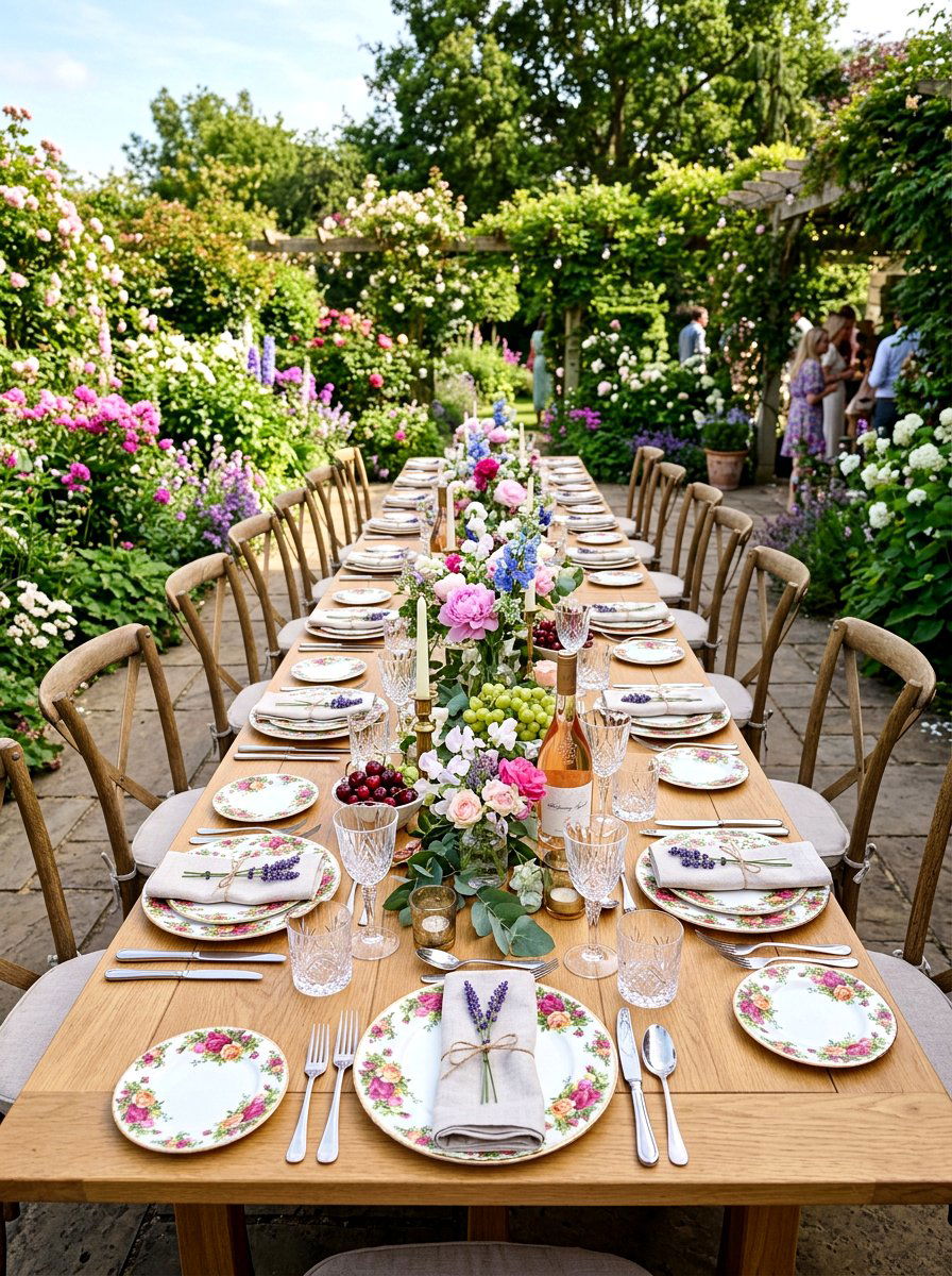 Garden Party Table Setting - 25 Spring Wedding Shower Decor Ideas