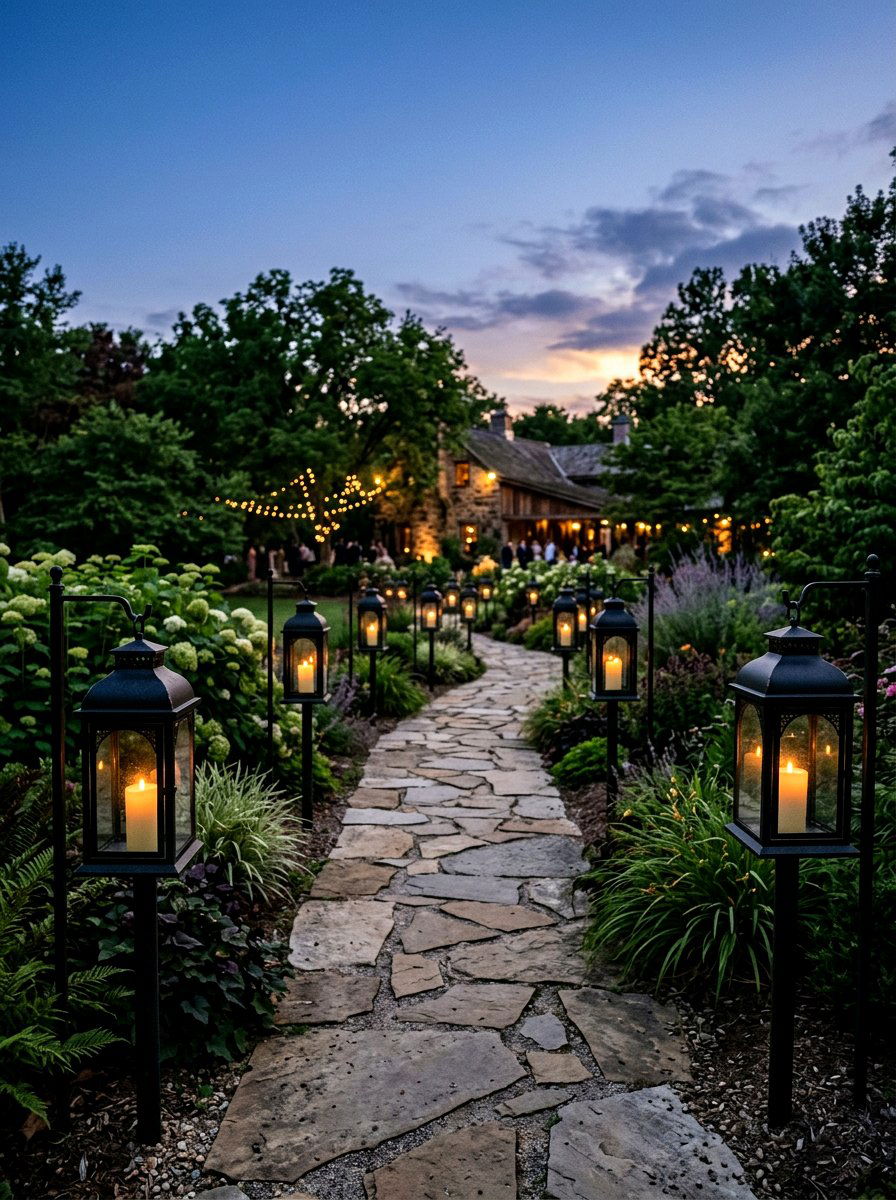 Garden Path Lantern - 25 Spring Outdoor Wedding Decor Ideas