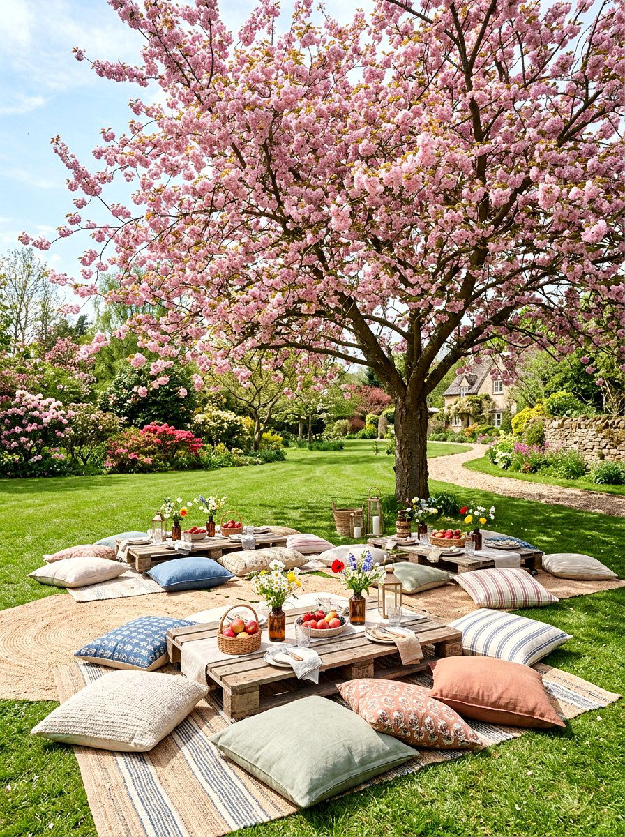 Garden Picnic Setup - 25 Spring Garden Party Decor Ideas