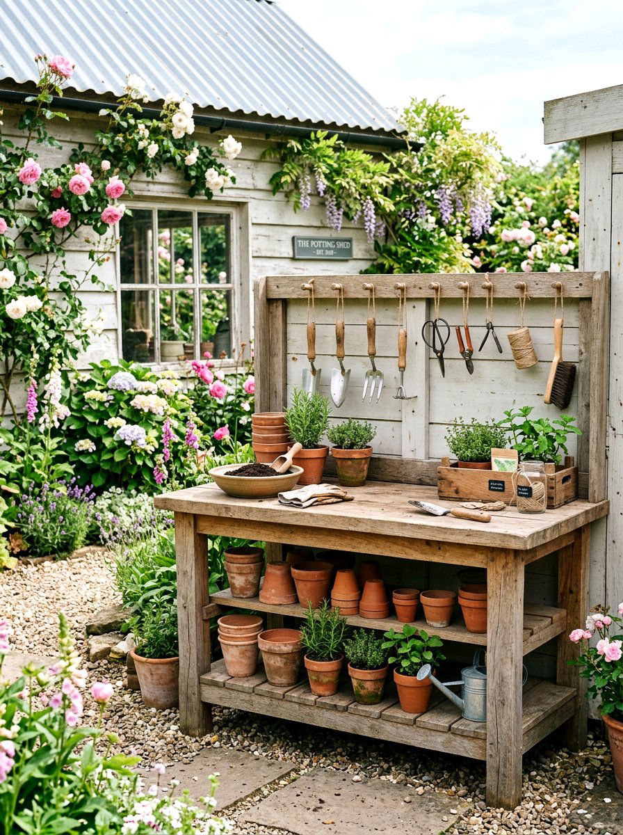 Garden Potting Station - 25 Spring Garden Decor Ideas