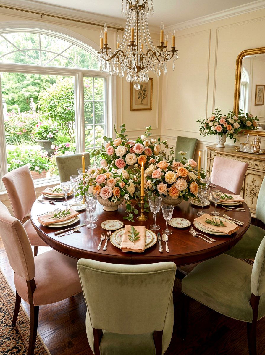 Garden Rose Centerpiece - 25 Spring Dinner Party Table Ideas