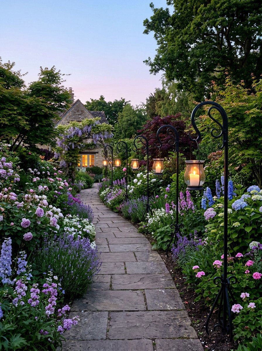 Garden Shepherd Hook - 25 Front Yard Spring Decor Ideas