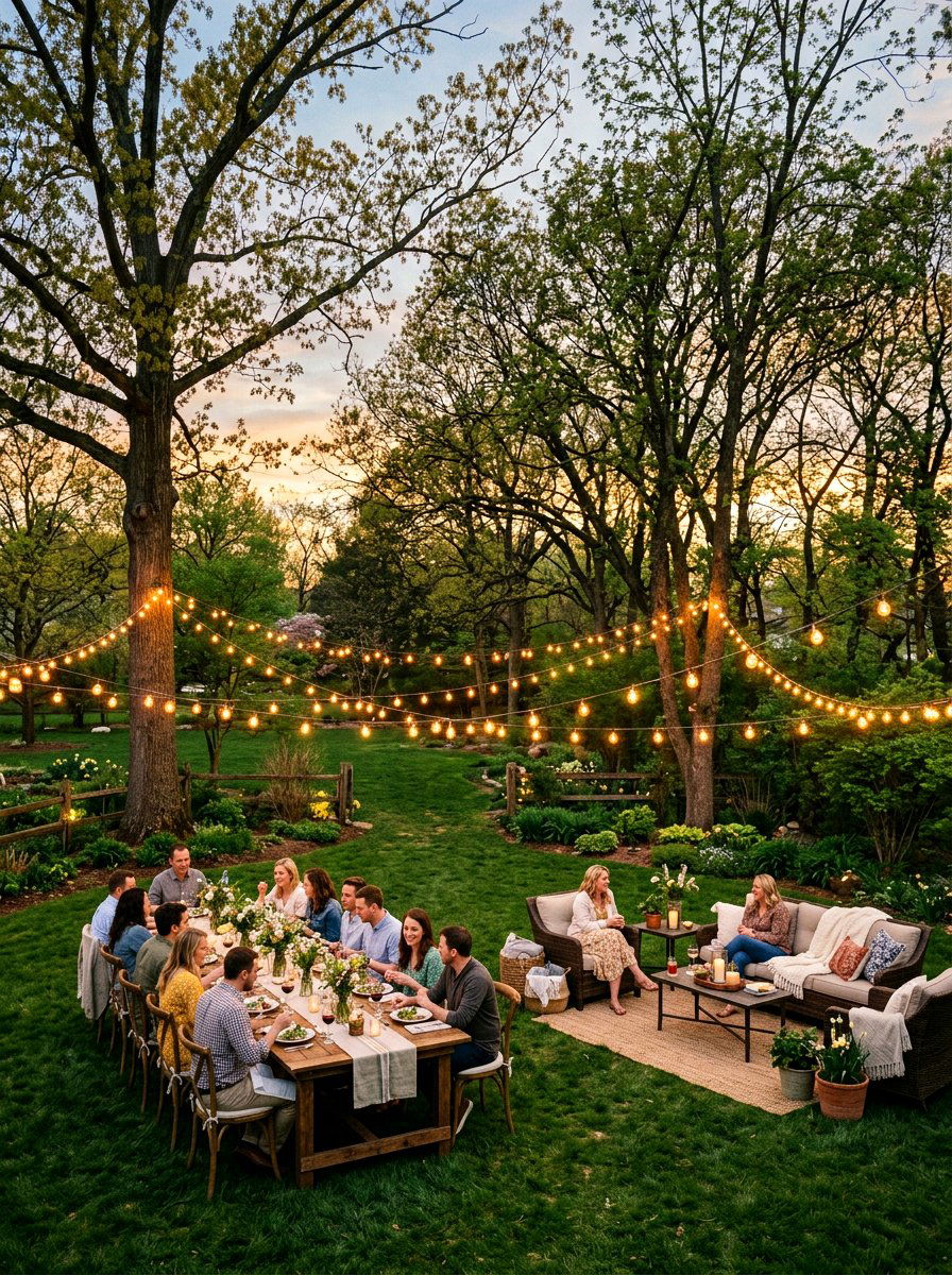 Garden String Lights - 25 Spring Garden Party Decor Ideas