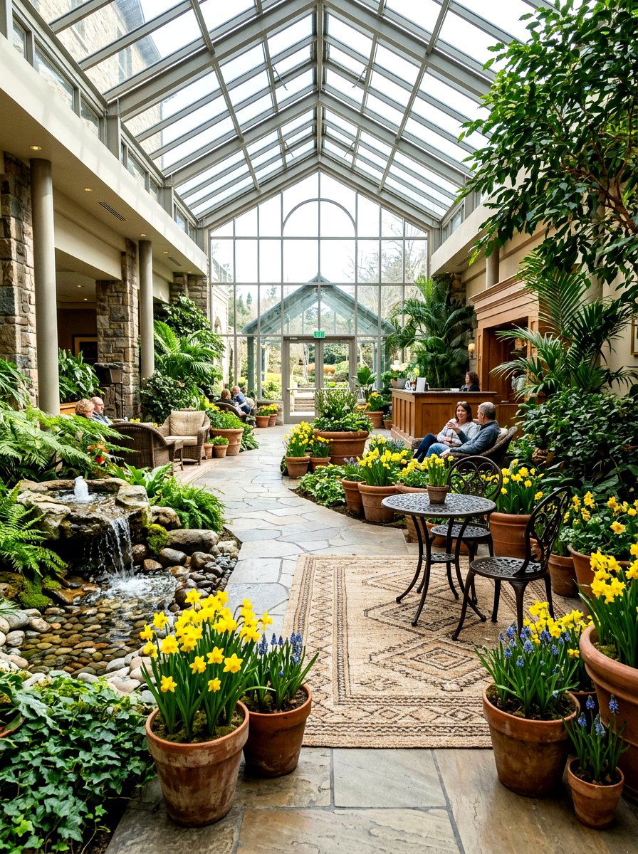 Garden Style Lobby Interior - 25 Spring Lobby Decor Ideas
