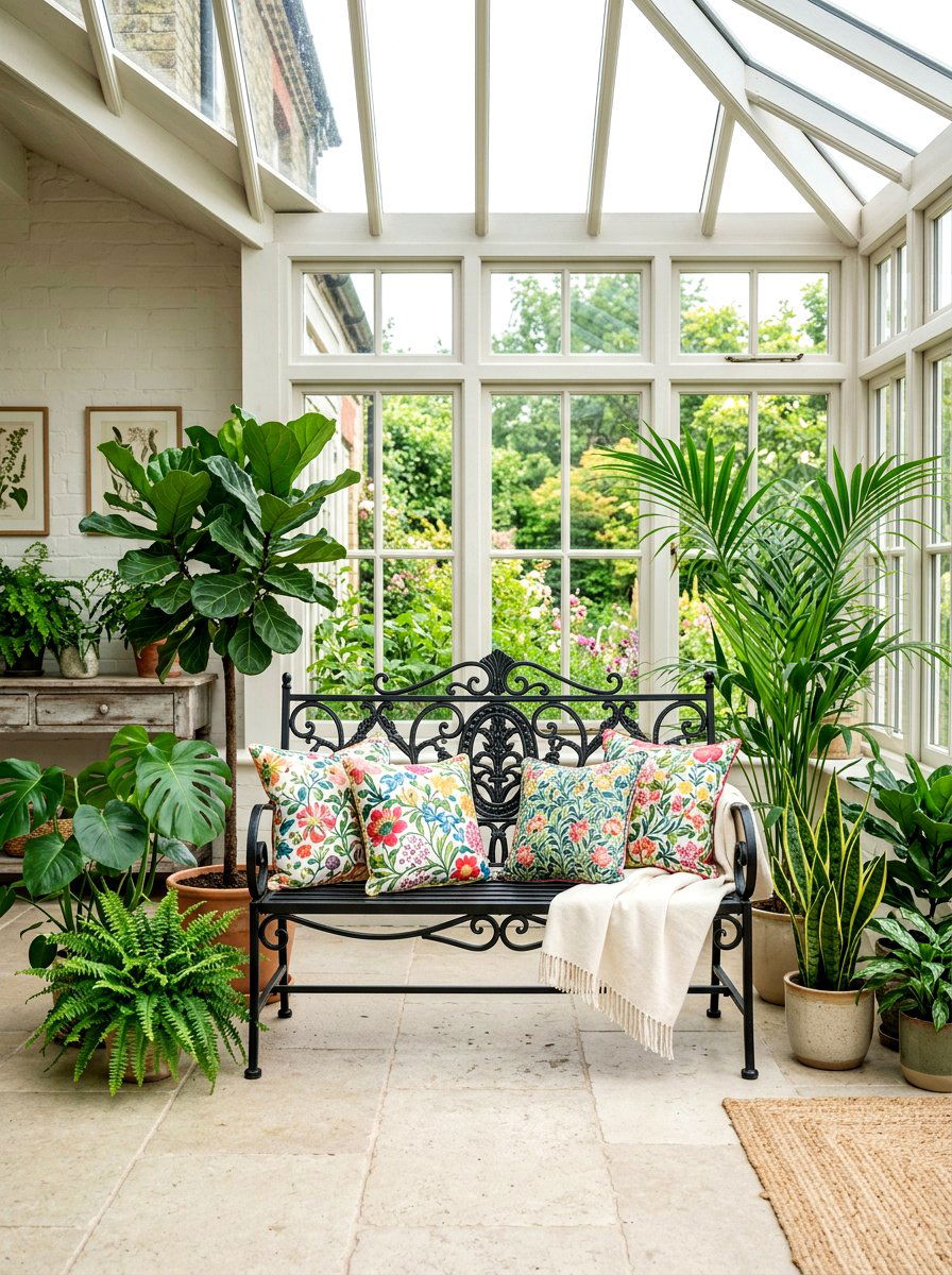 Garden Style Metal Bench - 25 Spring Entryway Bench Decor Ideas