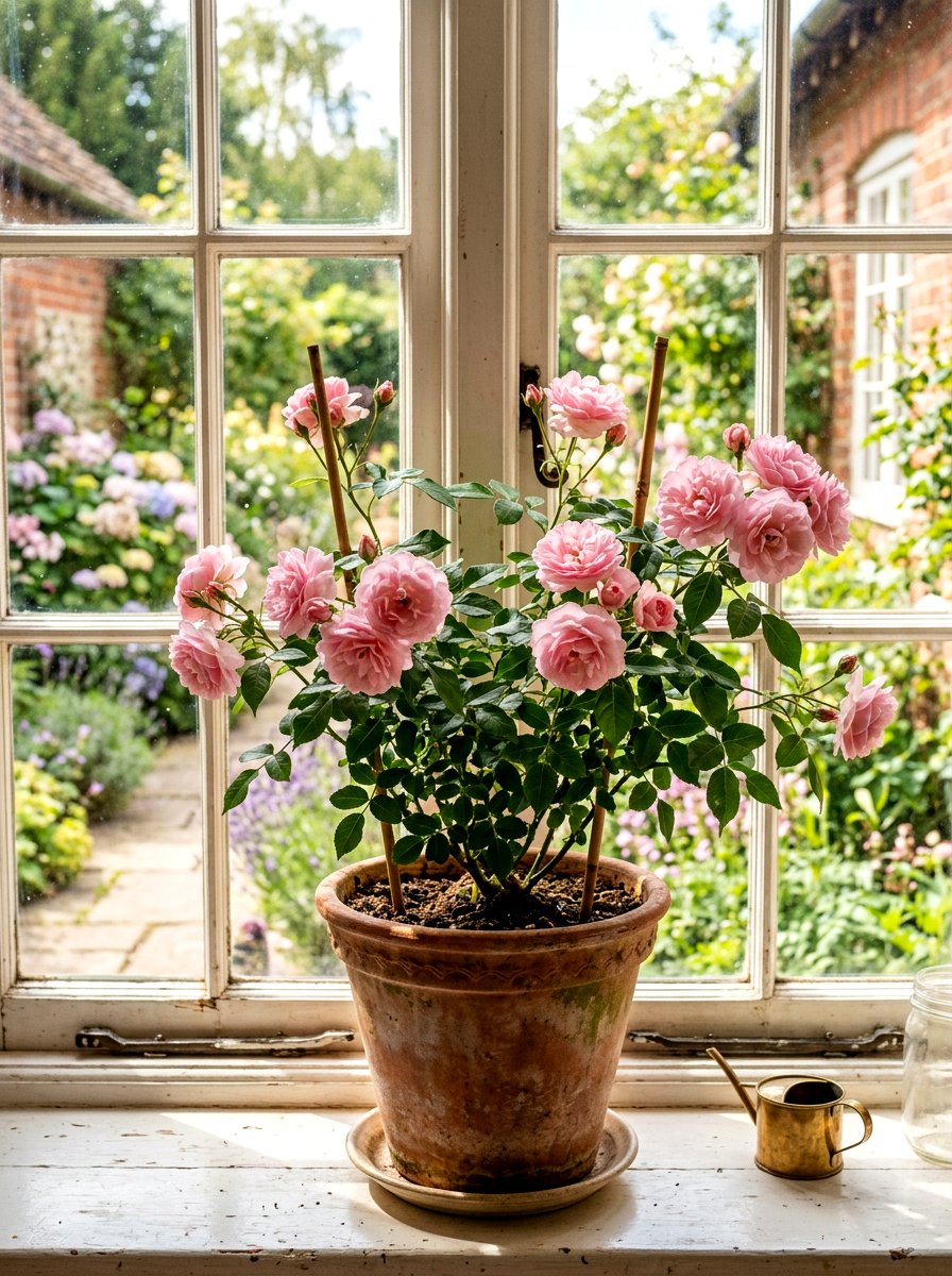 Garden Tea Rose Pot - 25 Spring Floral Arrangement Ideas