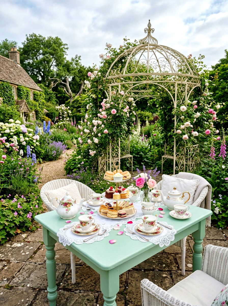 Garden Tea Table - 25 Spring Gazebo Table Decor Ideas