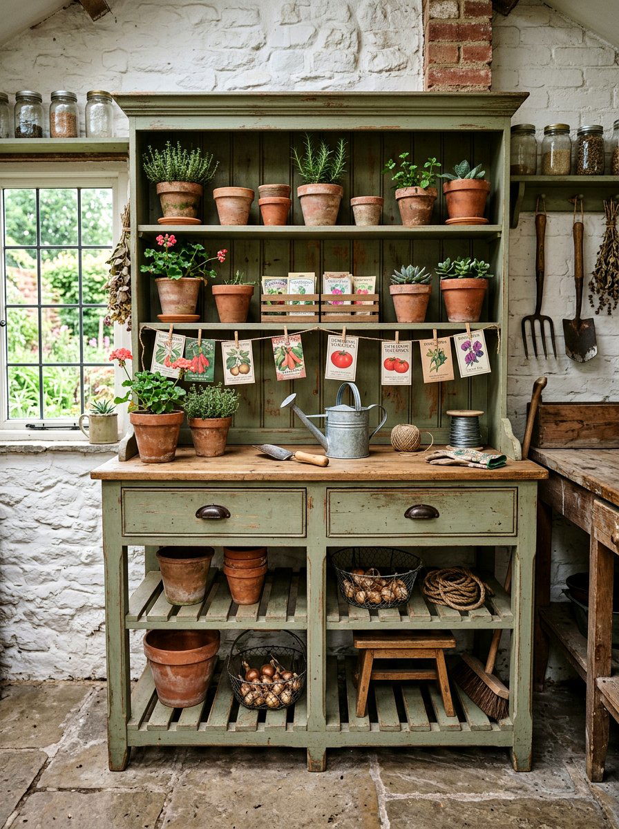 Garden Theme Hutch - 25 Spring Hutch Decor Ideas