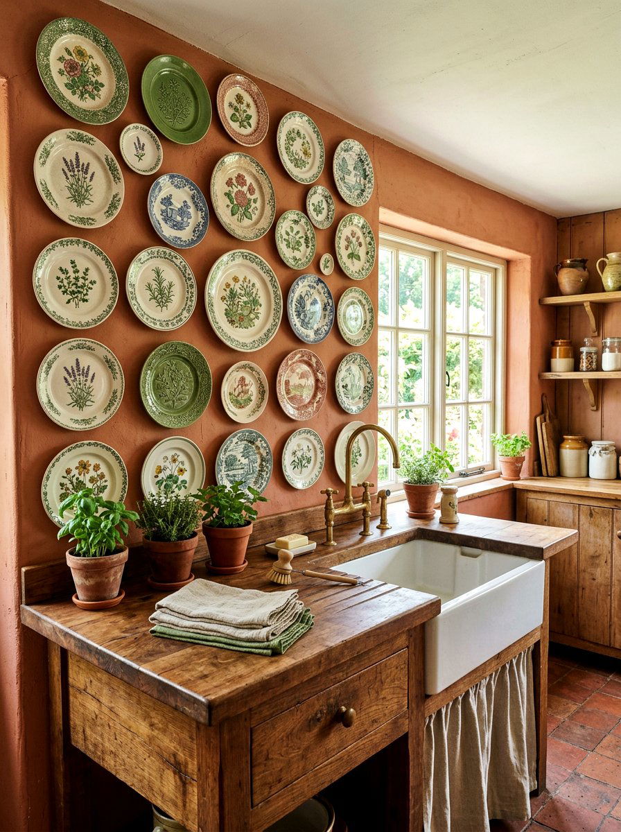 Garden Themed Plate Wall - 25 Spring Plate Wall Ideas